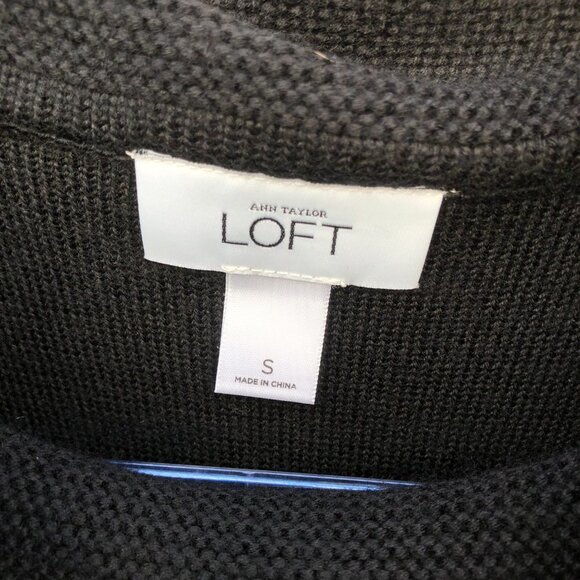 LOFT Black Turtleneck Knit Sweater LBD Short Sleeve Dress Small NWOT - Picture 3 of 5